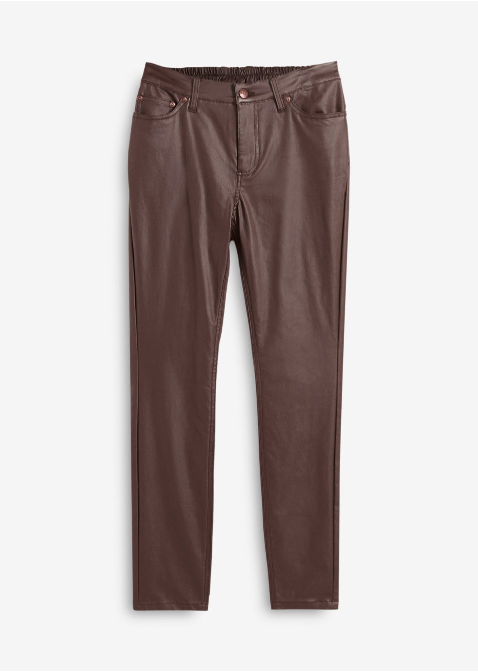 Pantalon extensible enduit avec taille confortable, Skinny