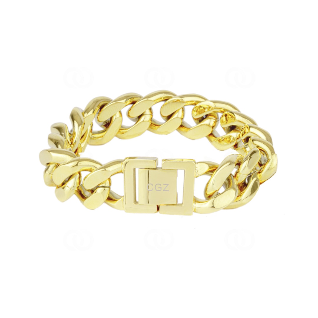 14mm Cuban Link Panzerarmband vergoldet