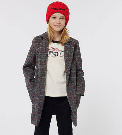 Zadig & Voltaire Mantel - Acryl/Wolle - Grau Kariert m. Rot