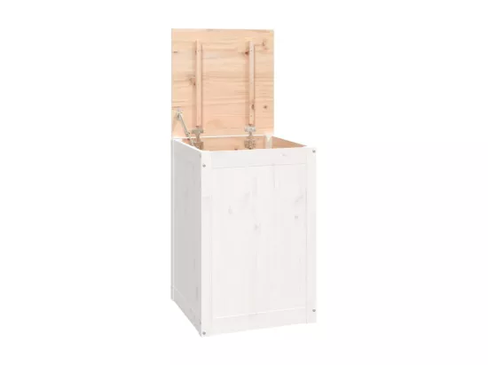 Boîte à linge Blanc 44x44x66 cm Bois massif de pin