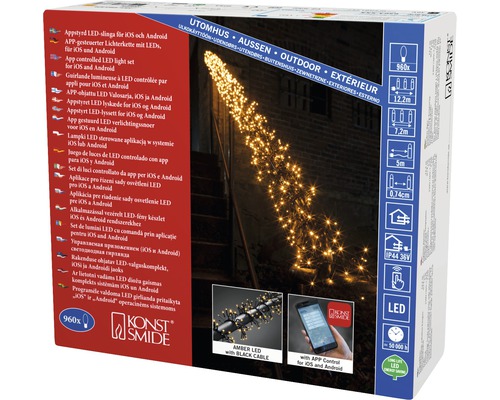 Konstsmide Micro LED cluster lichtketting met 960 LED's, amberkleurige lichtkleur, inclusief kleurverandering en timerfunctie