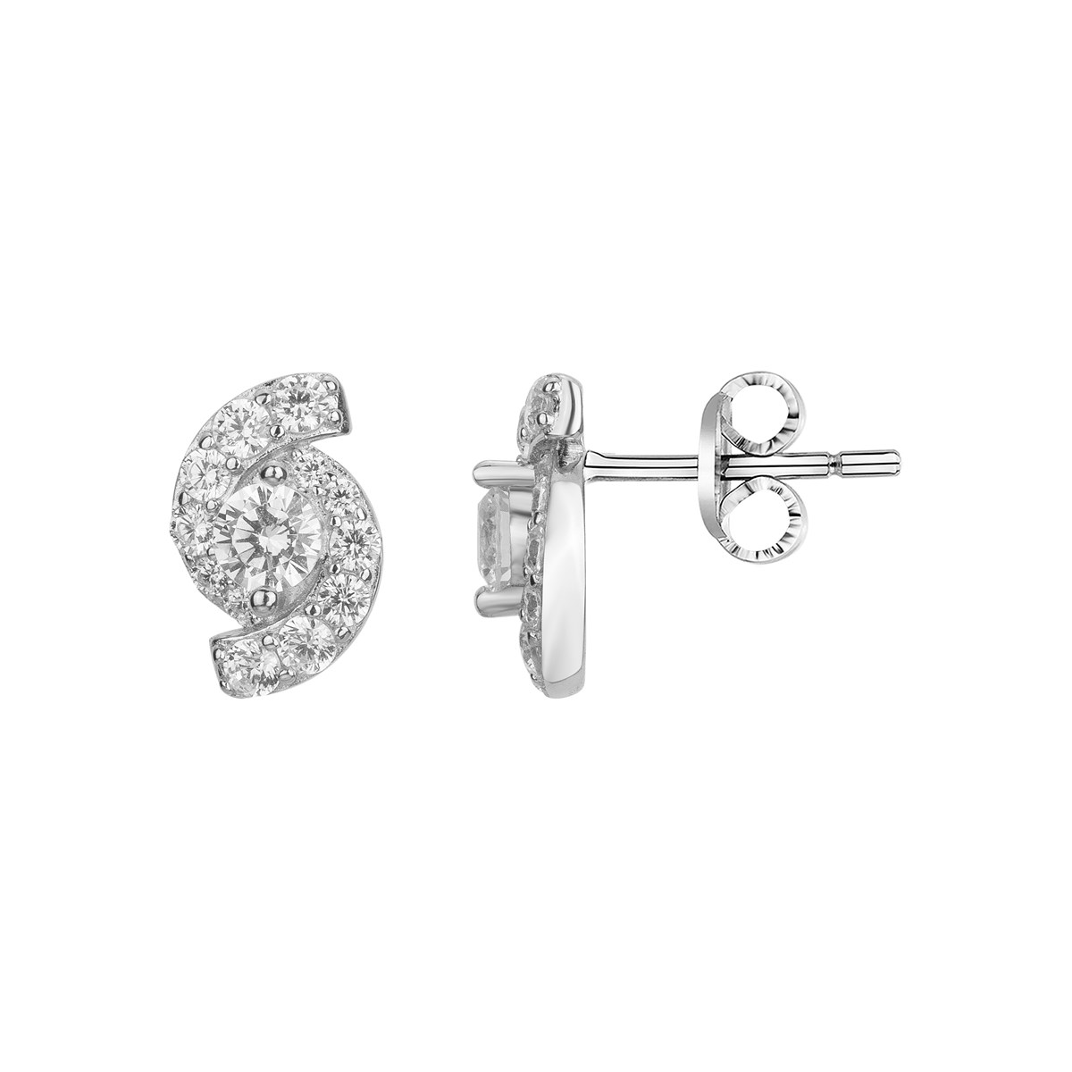 Boucles d'oreilles puces en Argent avec oxyde de zirconium blanc