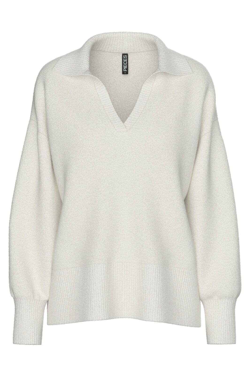 Pieces Pcmalou Ls Polo Knit 4824926 cloud dancer melange