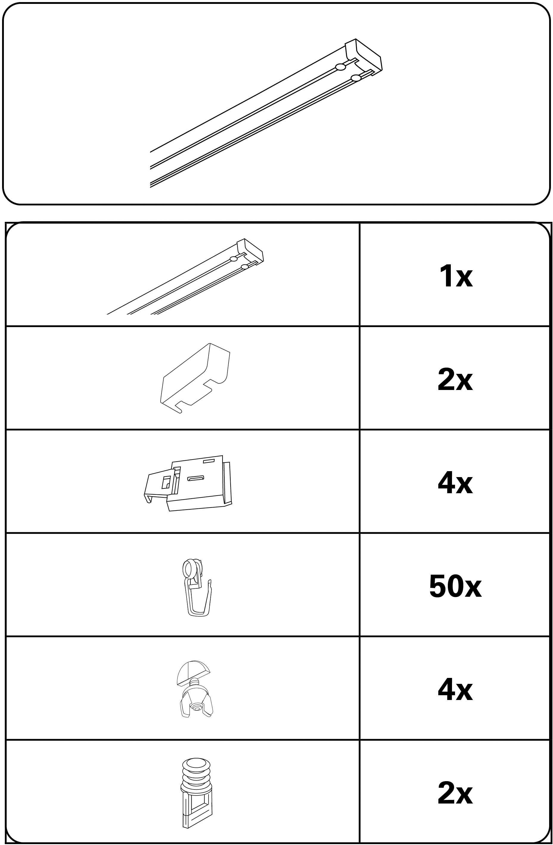 GARDINIA Vorhangschiene »Aluminium-Vorhangschienen Set  2-Lauf« 2 läufig-läufig Fixmass 2-läufig