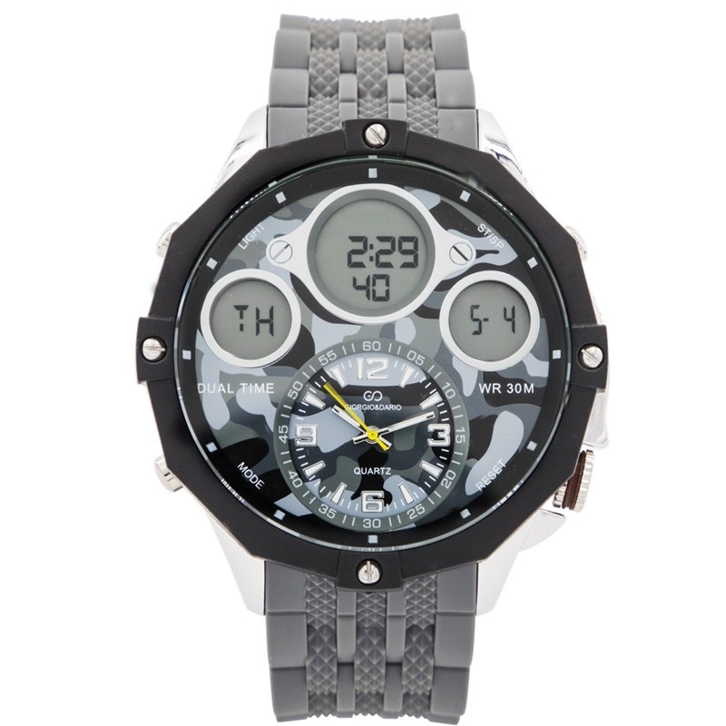 Coffret montre Homme GIORGIO bracelet Silicone Noir