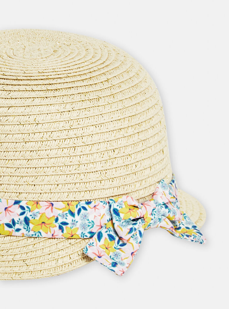 Chapeau de paille cérémonie pour bébé fille