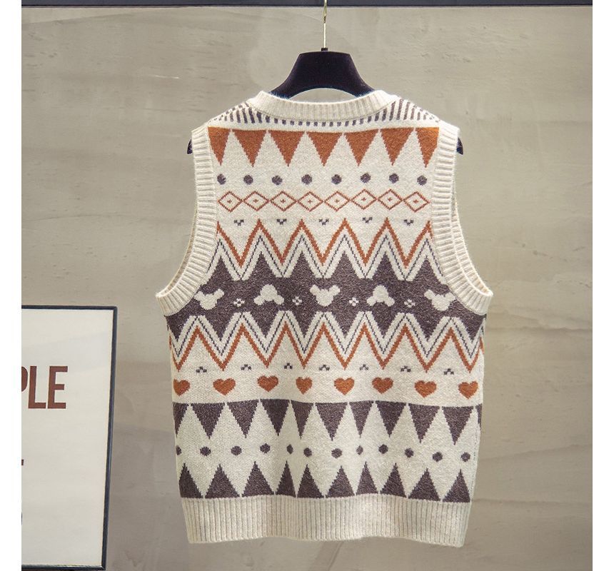 Keiko Girl - V-hals vest met patroon