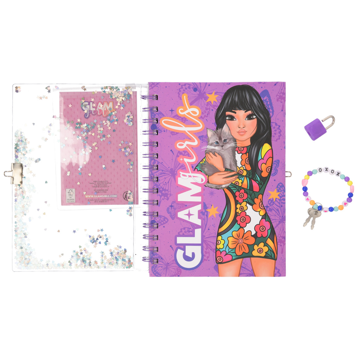 Topolino Glam Girls Notizbuch mit Armband lila