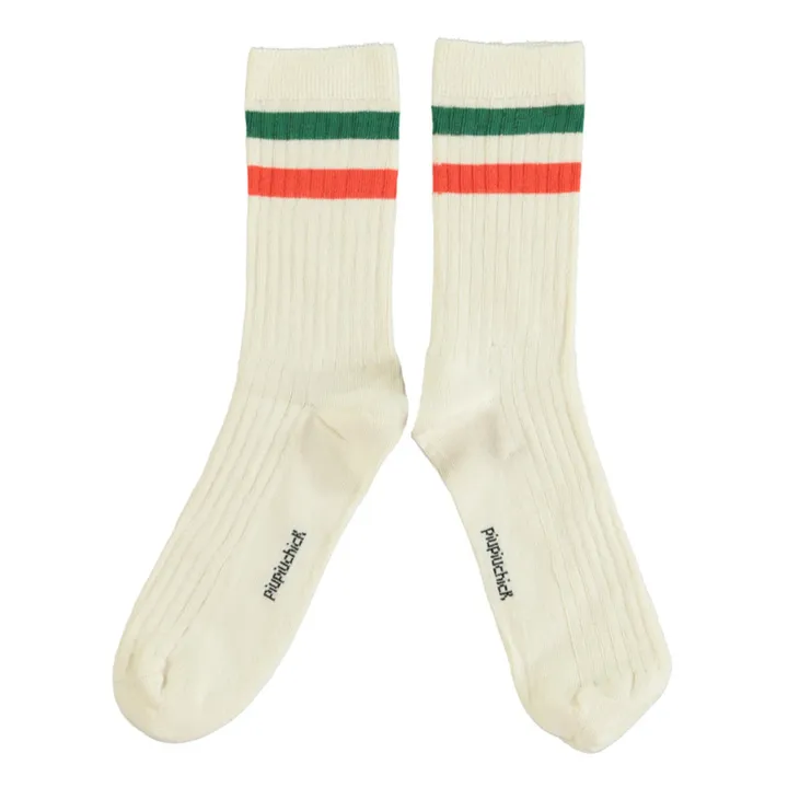 Piupiuchick Chaussettes Rayure | Ecru
