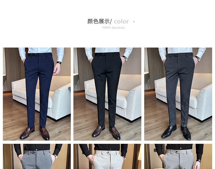 Blueforce - Mid Rise Plain Tapered Dress Pants