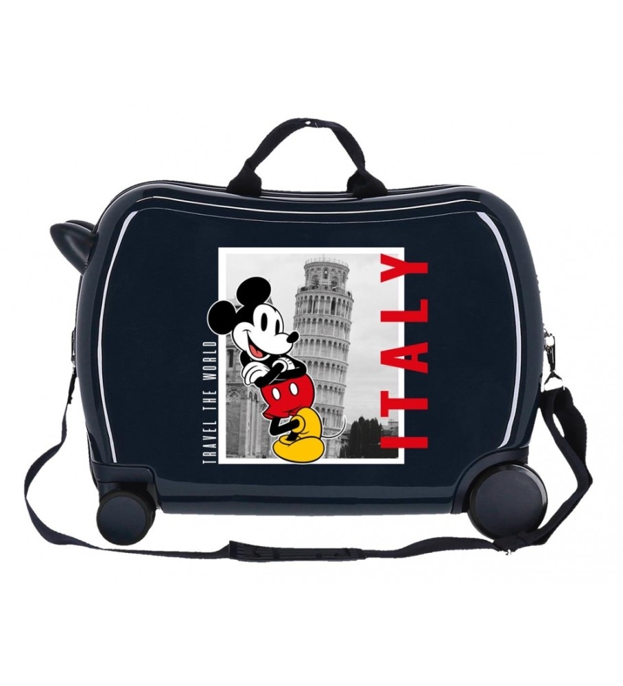 Mala infantil Disney Mickey Itália, com 2 rodas multidirecionais, azul marinho