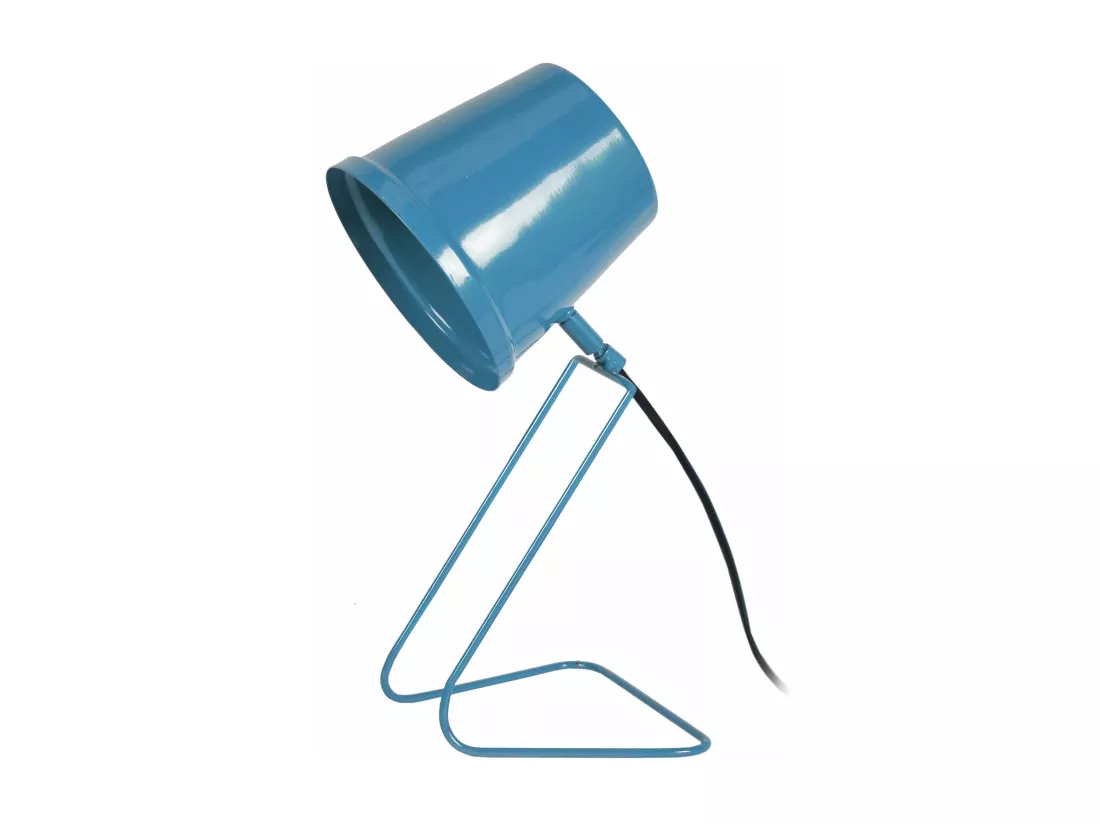 Lampe de bureau conique métal bleu gris 38 cm.