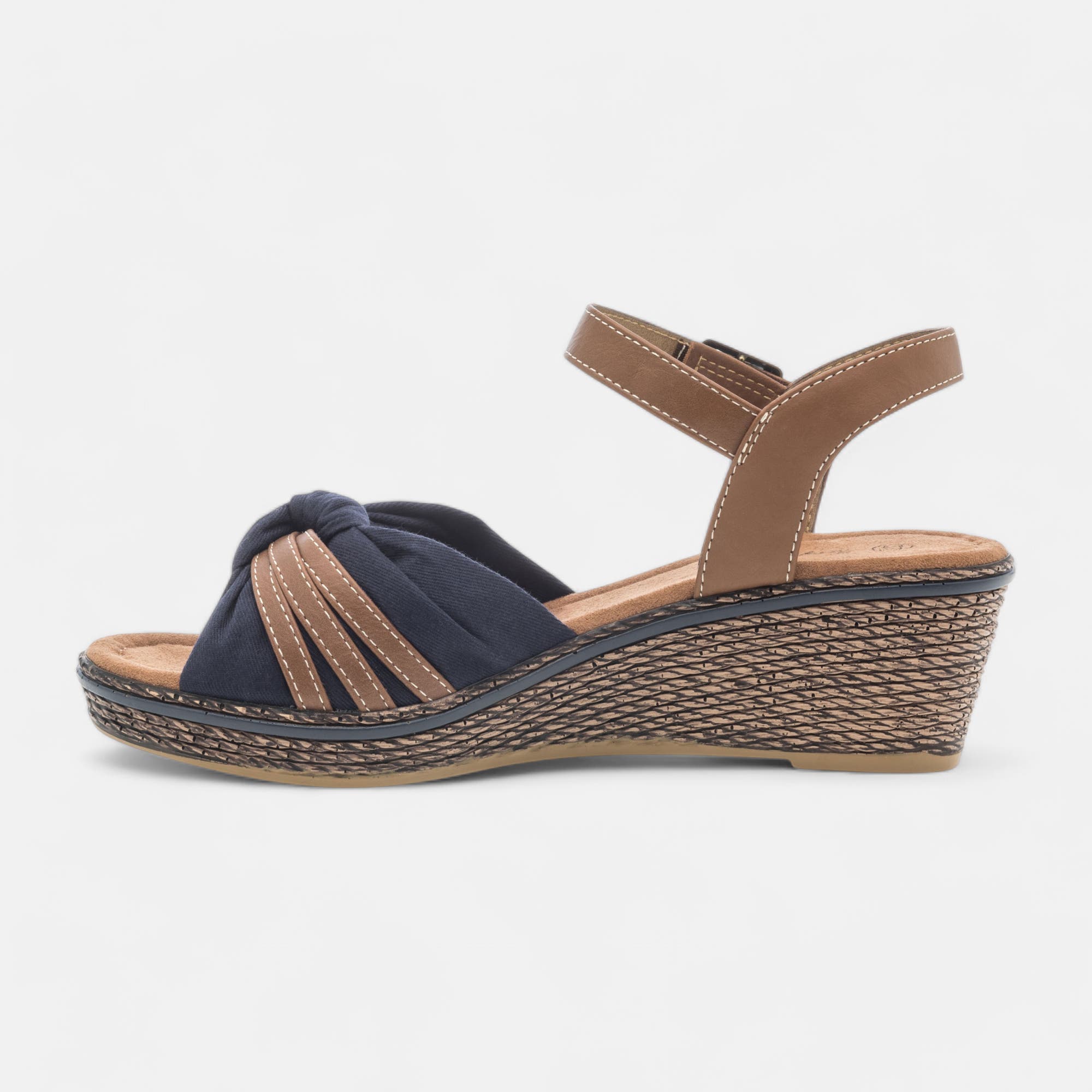 Sandales à talon compensé Femme bleu marine