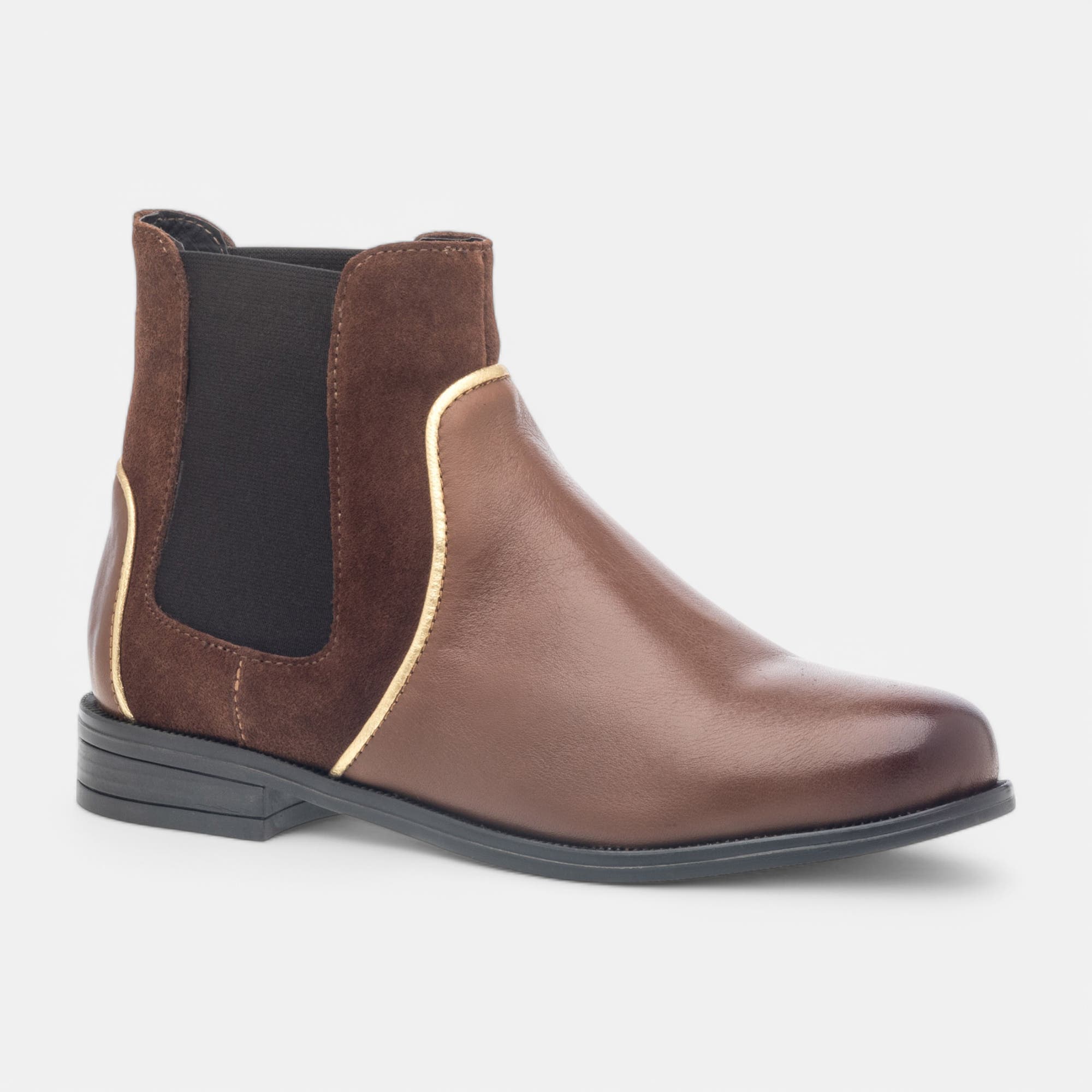 Boots chelsea Femme en cuir cognac
