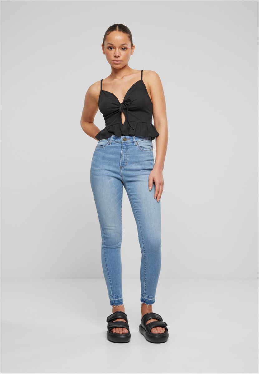 Ladies Waffle Pique Ruffle Top | Urban Classics Top