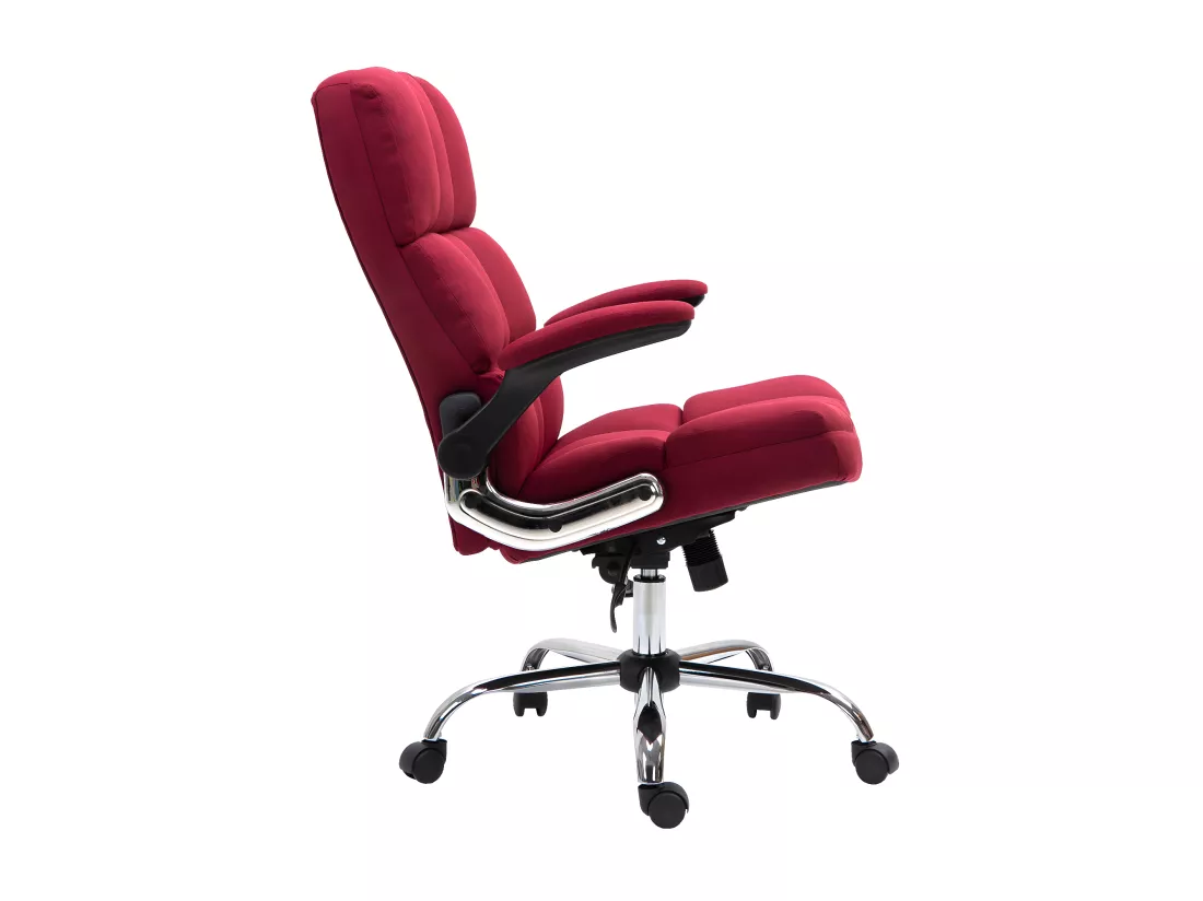 Chaise de bureau MCW-J21, tissu/textile rouge-vin