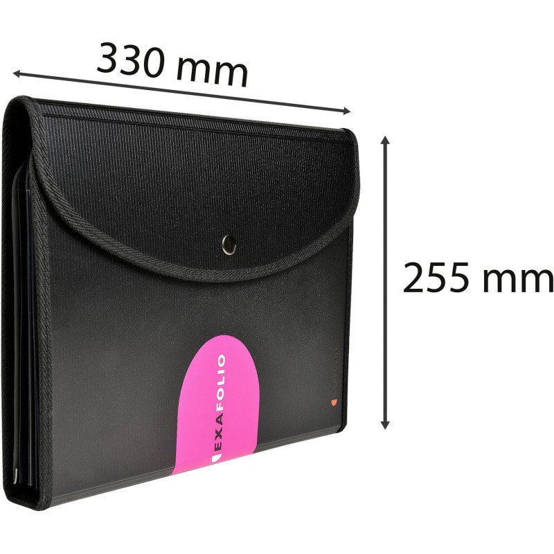 Trieur valisette plastique Exacompta Exafolio avec porte-bloc 6 onglets noir