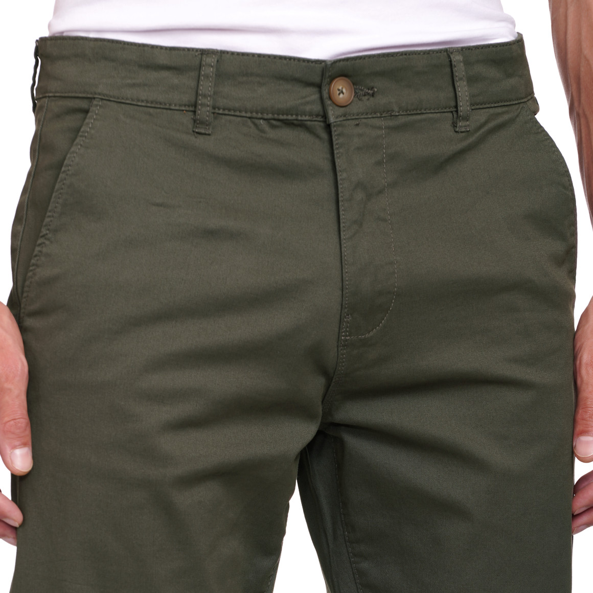 VanVaan Herren Chinohose in Unifarben dunkeloliv