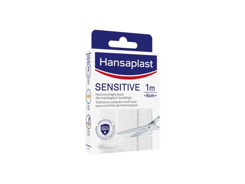 Hansaplast Wundpflaster Sensitive 10 cm x 6 cm 10 Stück Pflaster für empfindliche Haut zum Zuschneiden