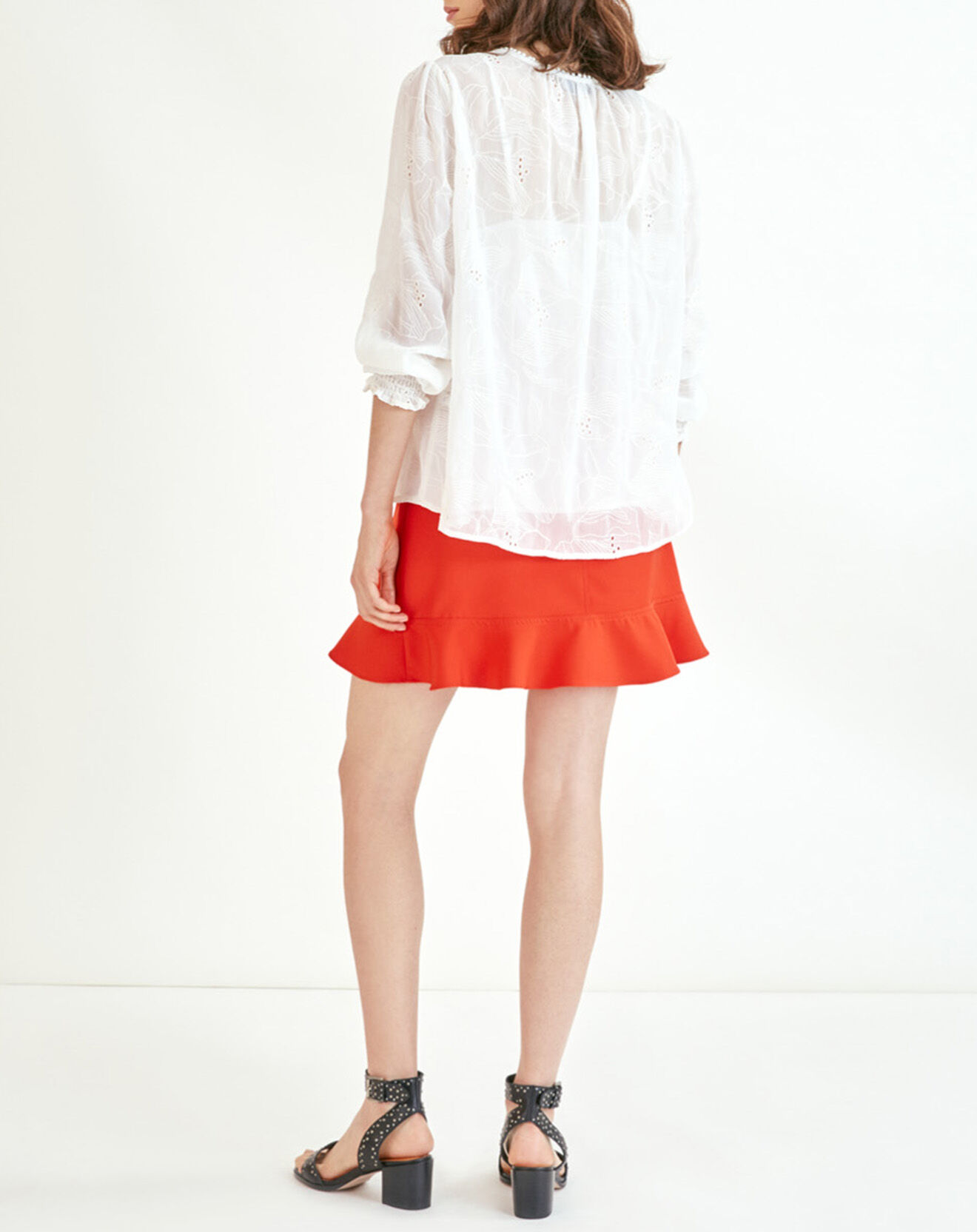 Suncoo Blouse Laure brodée ton sur ton blanc cassé