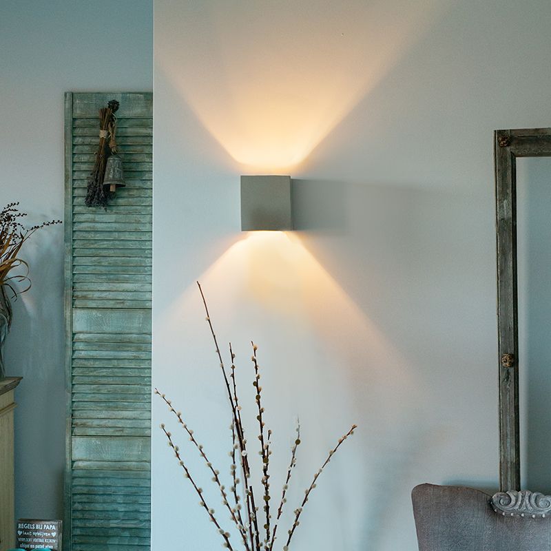 Landelijke vierkante wandlamp beton - Alban