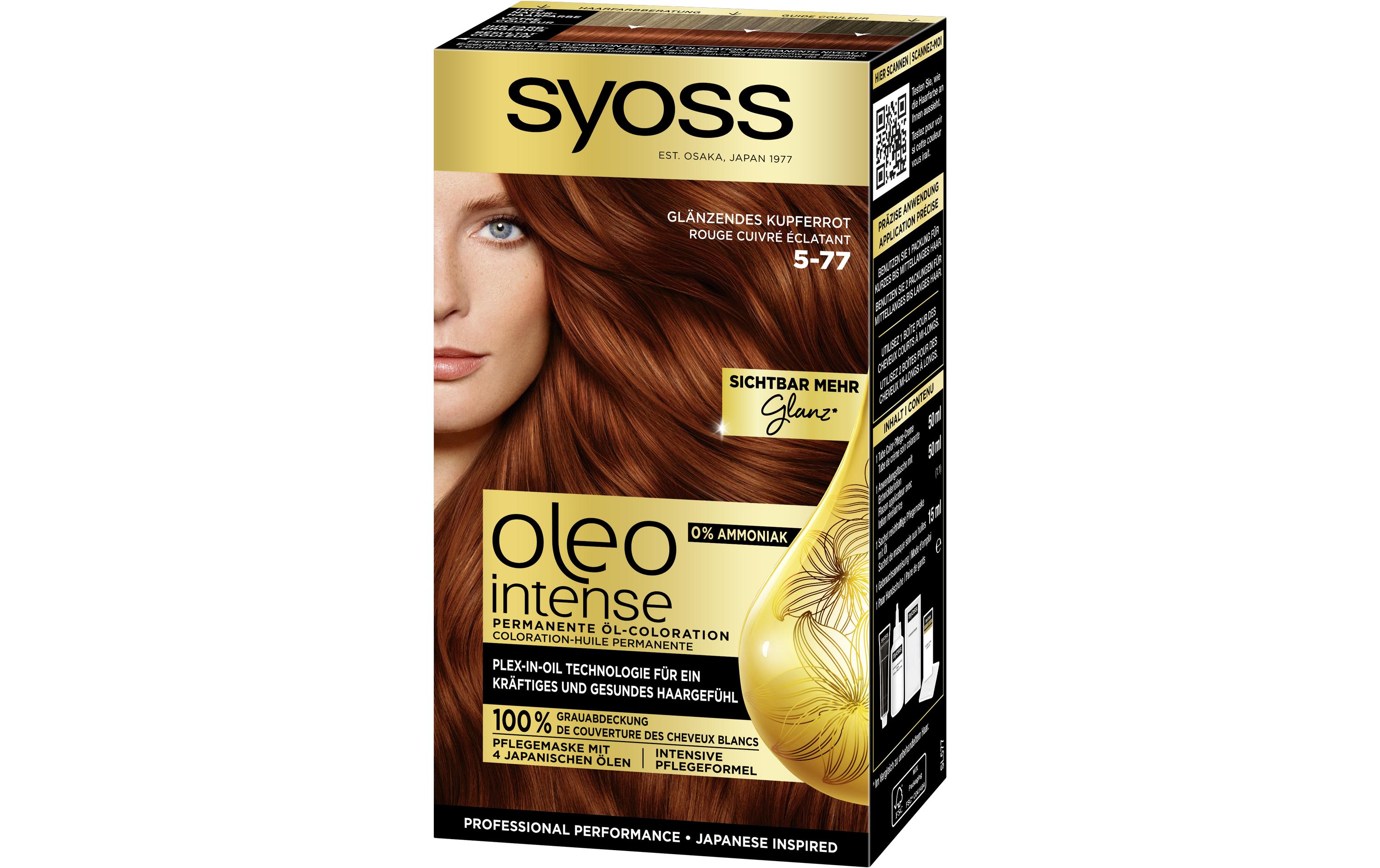 Haarcoloration Oleo Intense 5-77 Glänzendes KupferrotDauerhafte Haarfarbe mit pflegenden Ölen