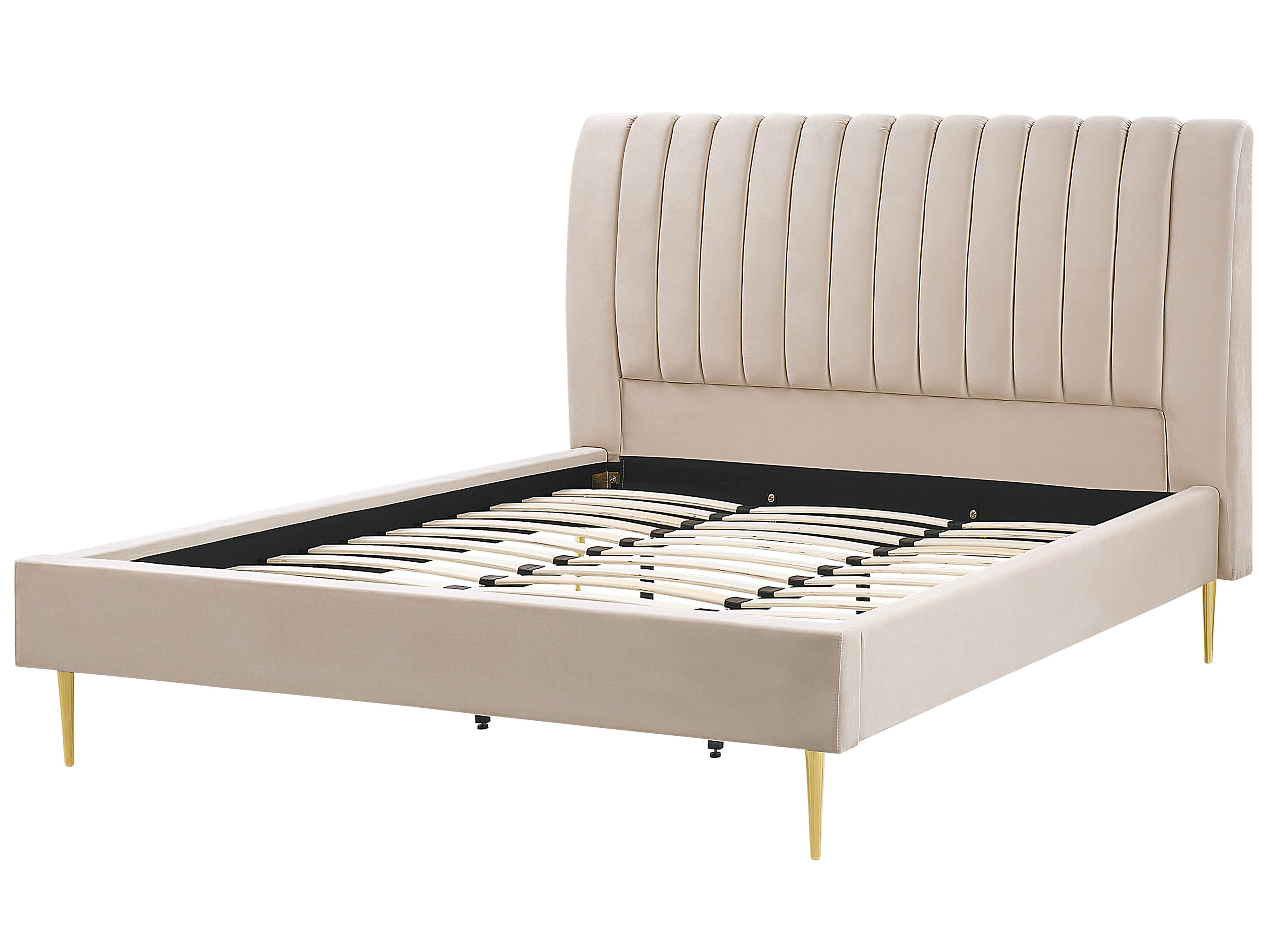 Bed Fluweel MARVILLE 180 x 200 cm Zandbeige