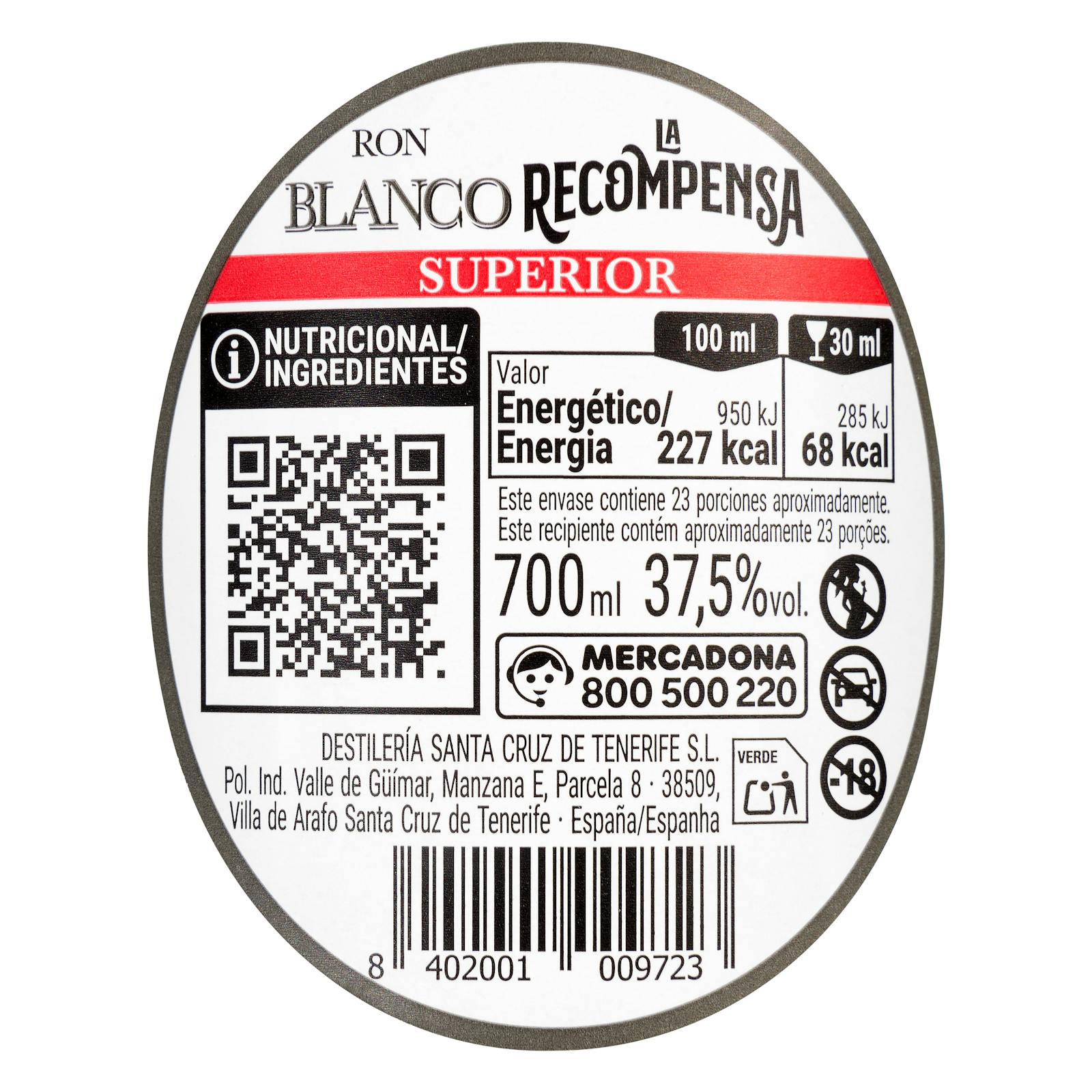 Rhum blanc supérieur La Recompensa
