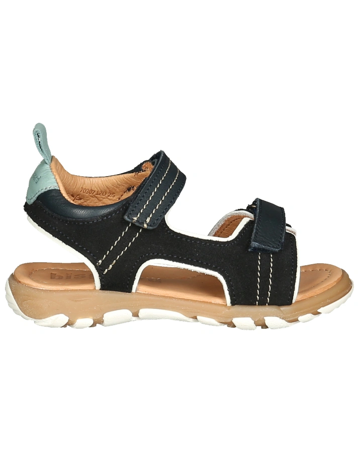 Leder-Sandalen AUGUST mit Klett in midnight
