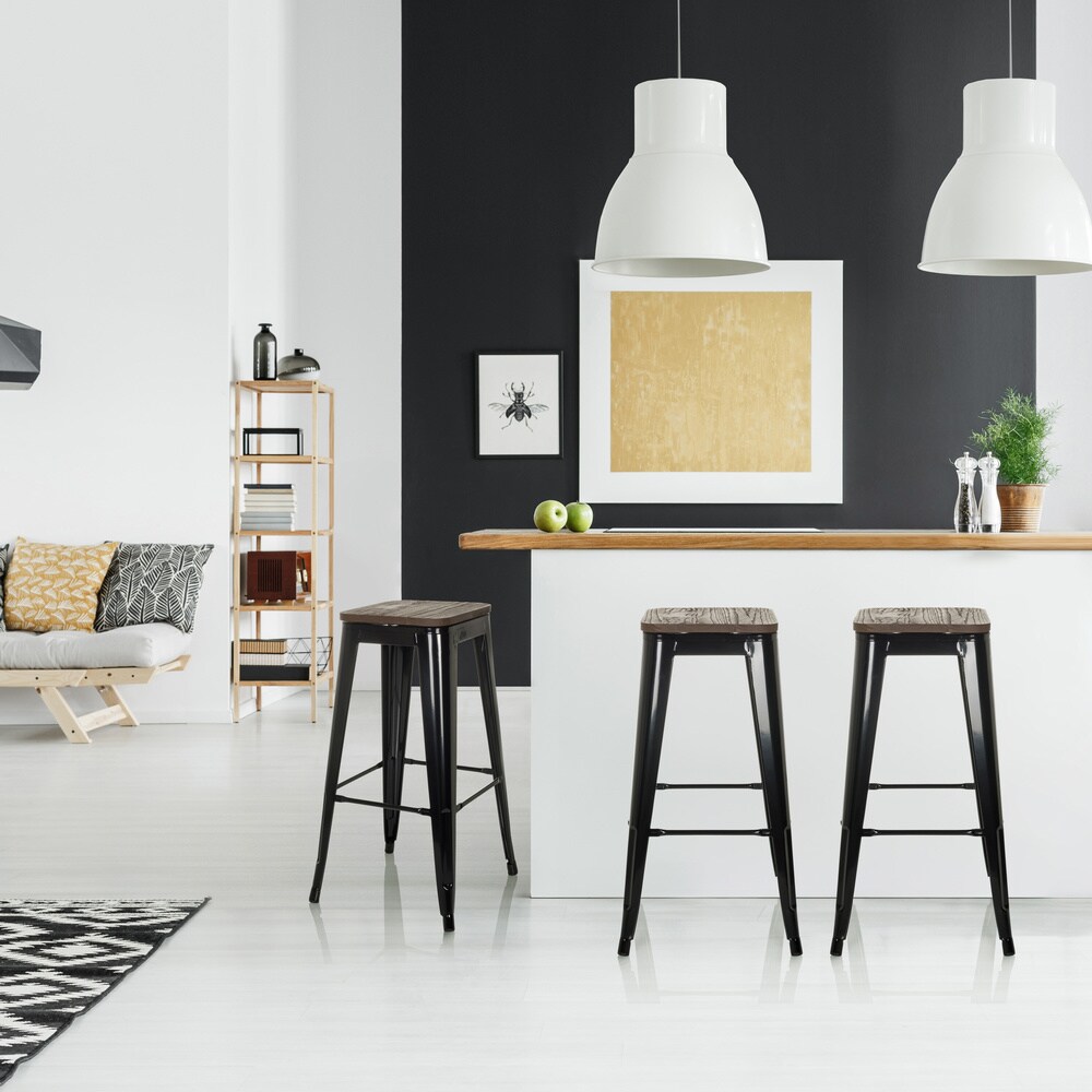 Barhocker VANTAGGIO HIGH WS Stahl / Ulmenholz ohne Armlehnen hjh OFFICE