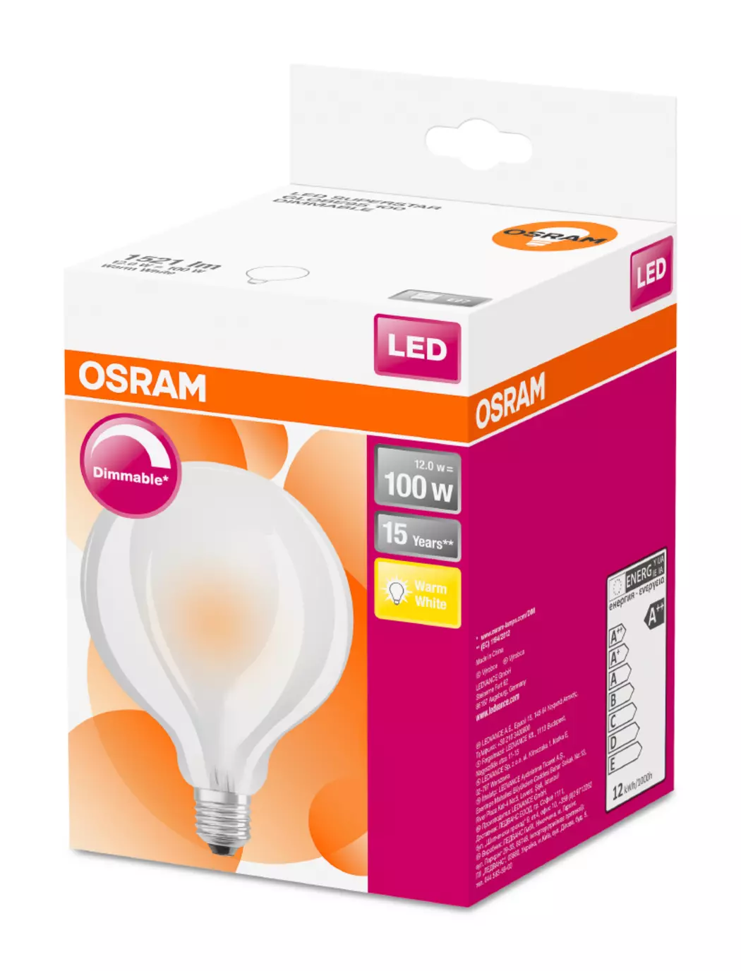 LED-Globeform, matt E27/11 Watt/Energie D