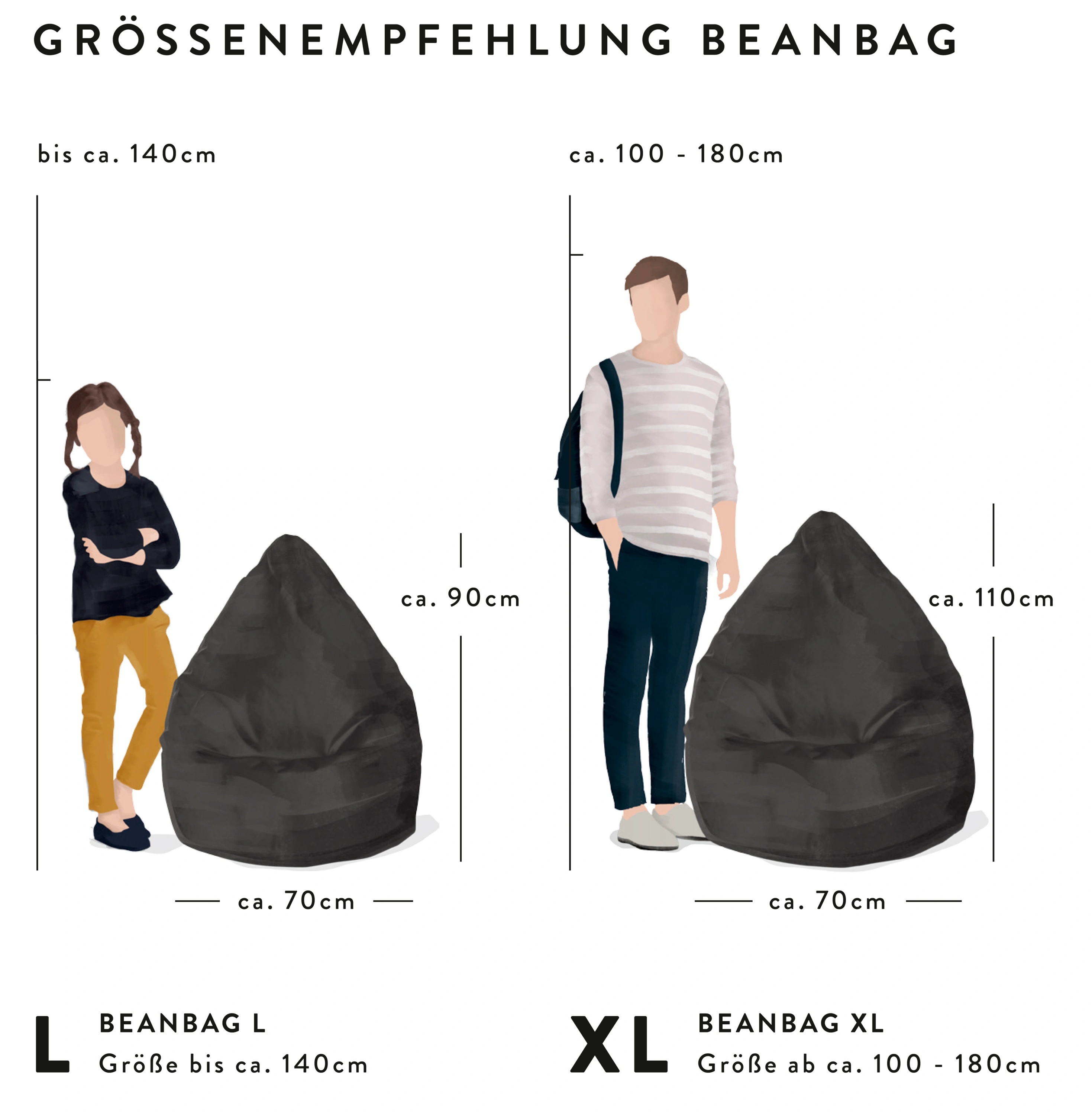 Sitzsack BeanBag FLUFFY XL (Farbe: anthrazit)