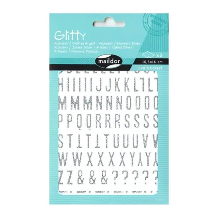 Maildor Glitty A6 Buchstaben & Zahlen silber