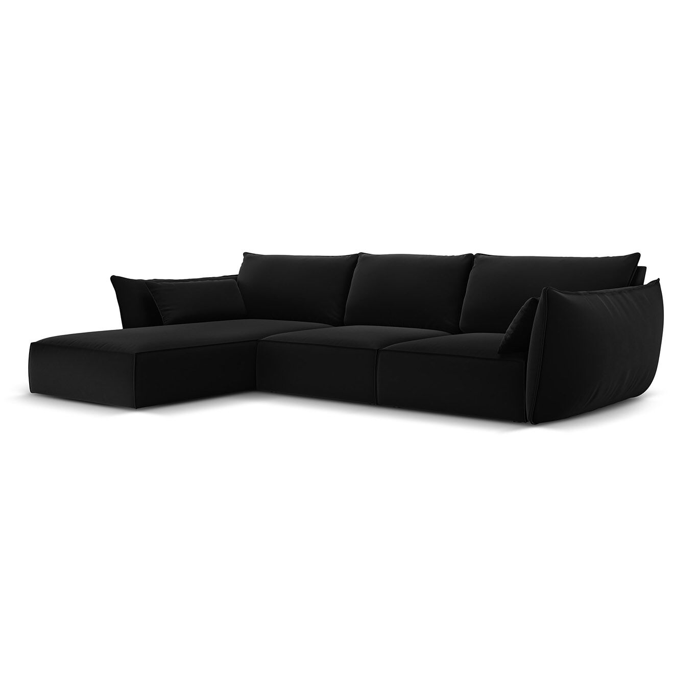 Mazzini Sofas Canapé d'angle gauche Velours Vanda 4 Places noir - 300x166x85 cm