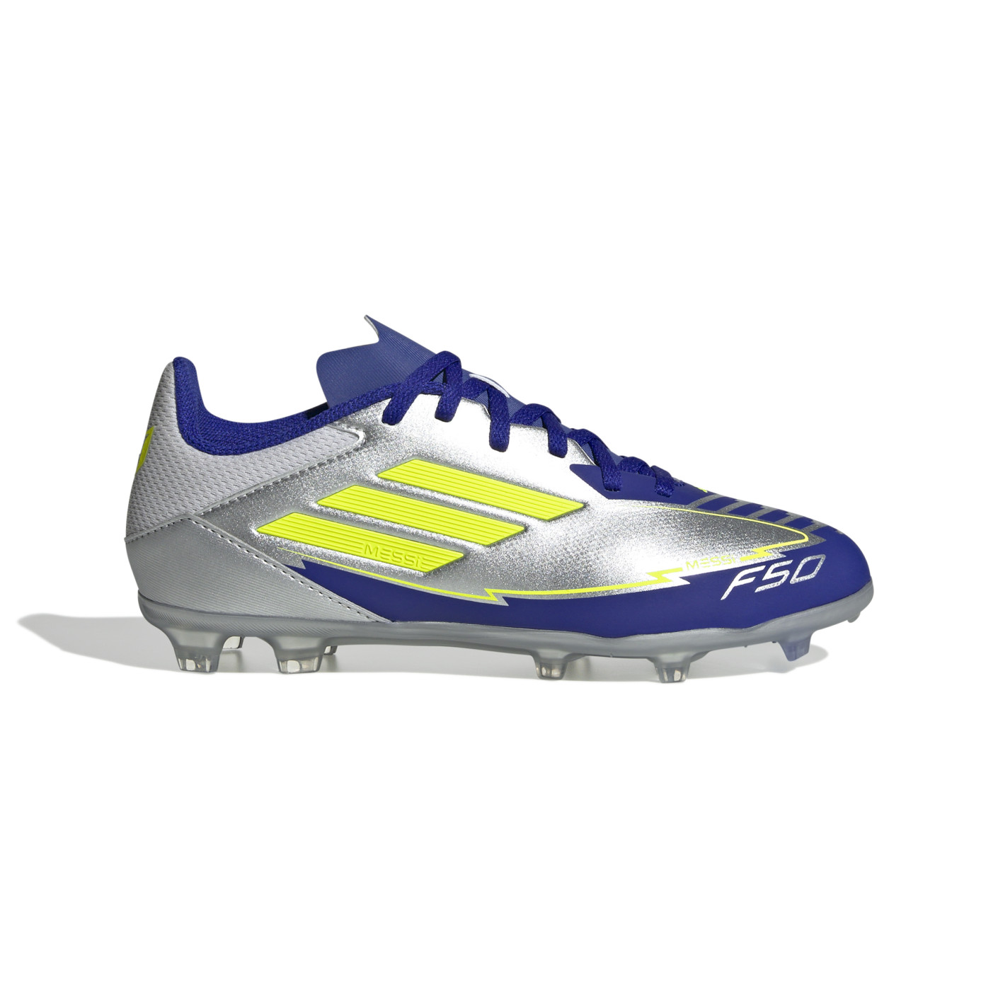 Adidas F50 Messi League Gras / Kunstgras Voetbalschoenen (MG) Kids Zilver Donkerblauw Geel
