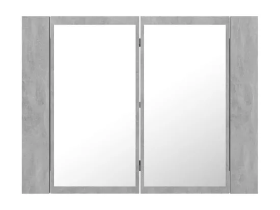 Armoire de salle de bain à miroir LED Gris béton Acrylique
