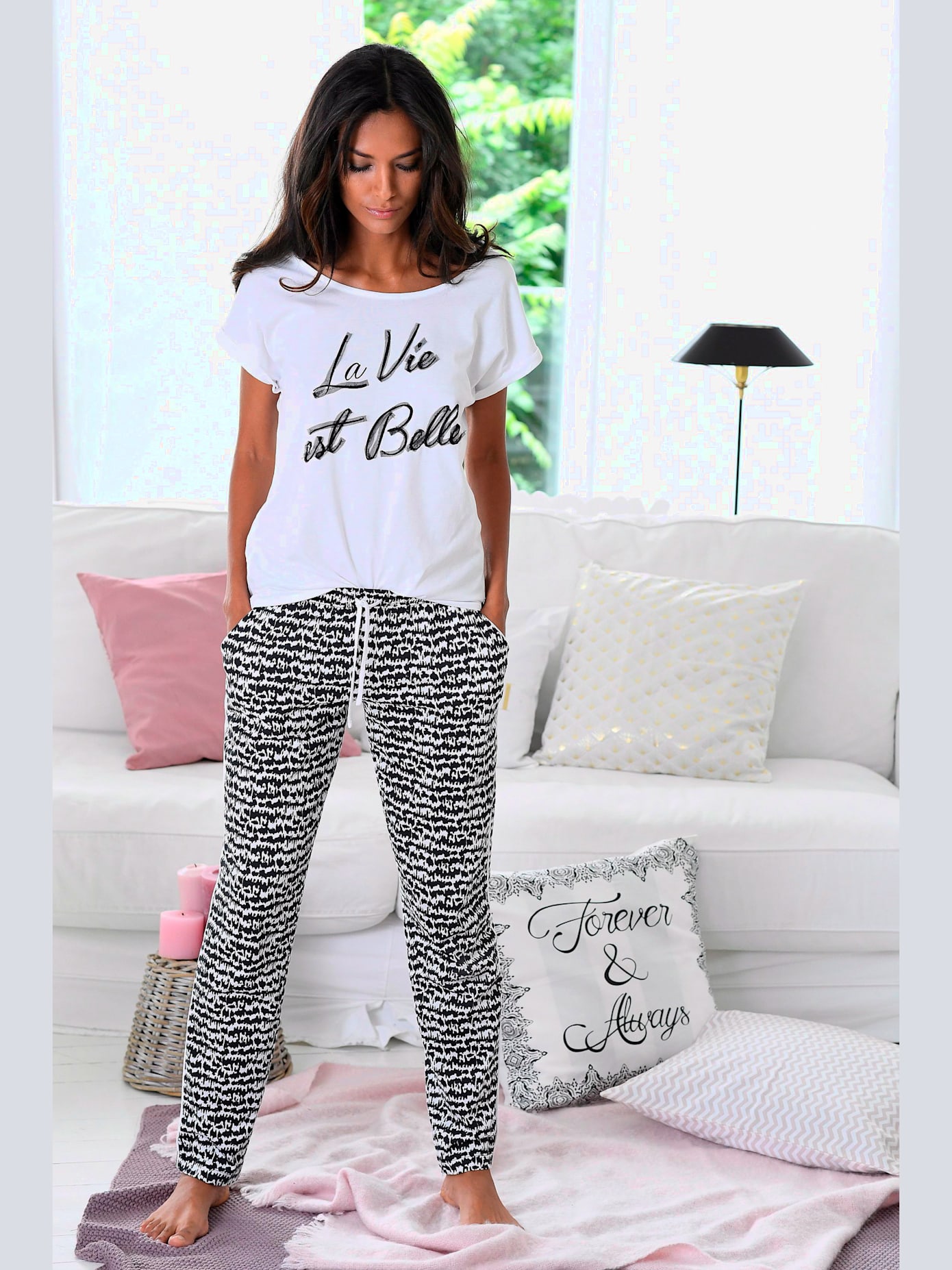 Pyjama inscription imprimée avec application