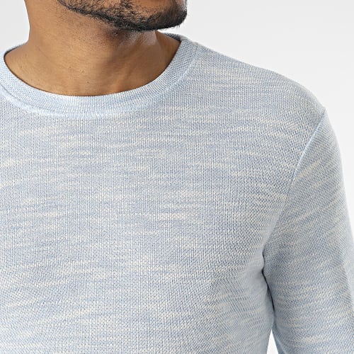 Tee Shirt Manches Longues Bleu Ciel Chiné