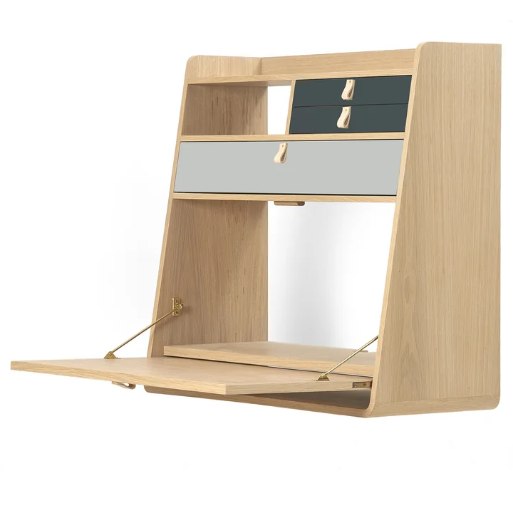 Hartô - Gaston Wandsekretär 60 cm, Eiche natur / eschengrün / salbei