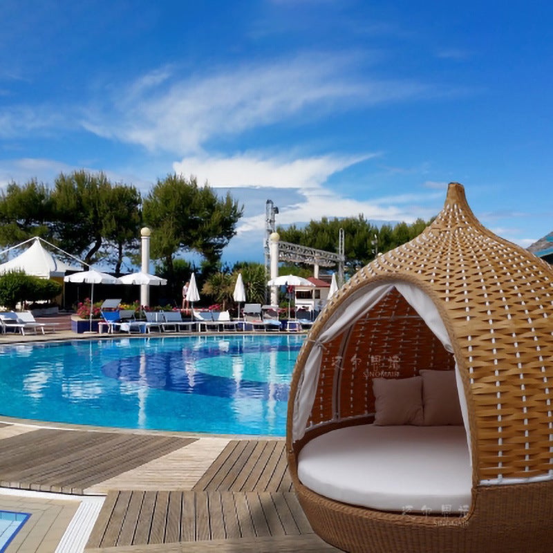 Sofá de lazer para varanda, combinação de sofá individual e duplo em rattan, estilo gaiola para pássaros, para resorts.