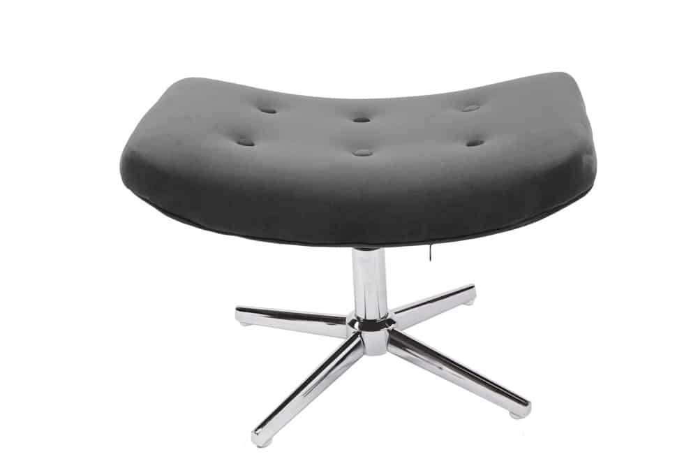 Eleganter Hocker MR. LOUNGER grau Samt mit Chromgestell