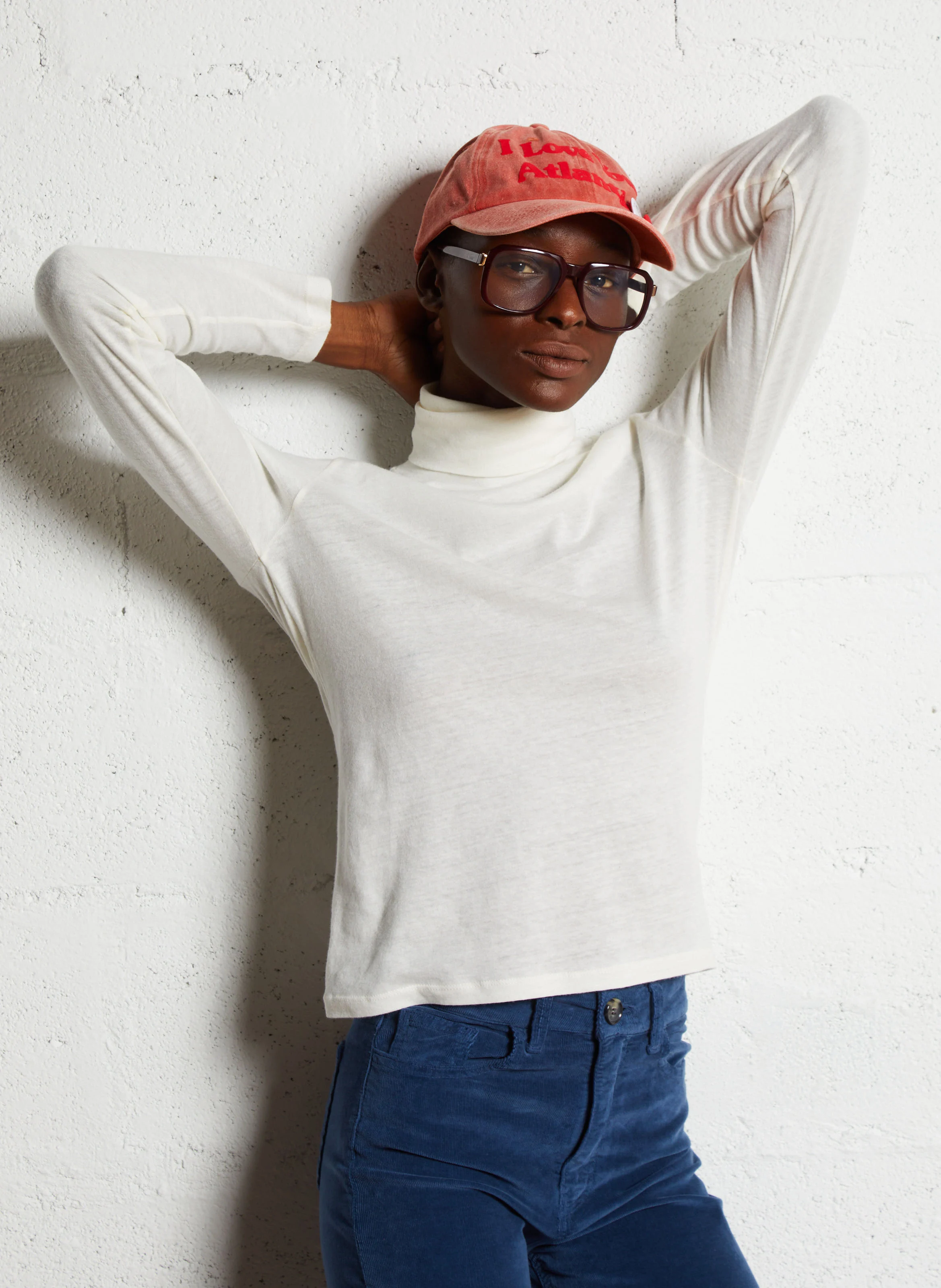 Tee-shirt col roulé en coton et cachemire | Blanc