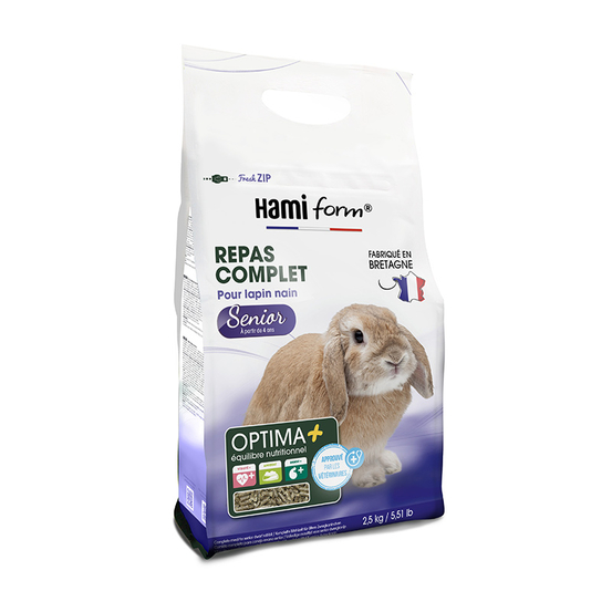 Repas complet pour lapin nain senior à partir de 4 ans 2.5kg