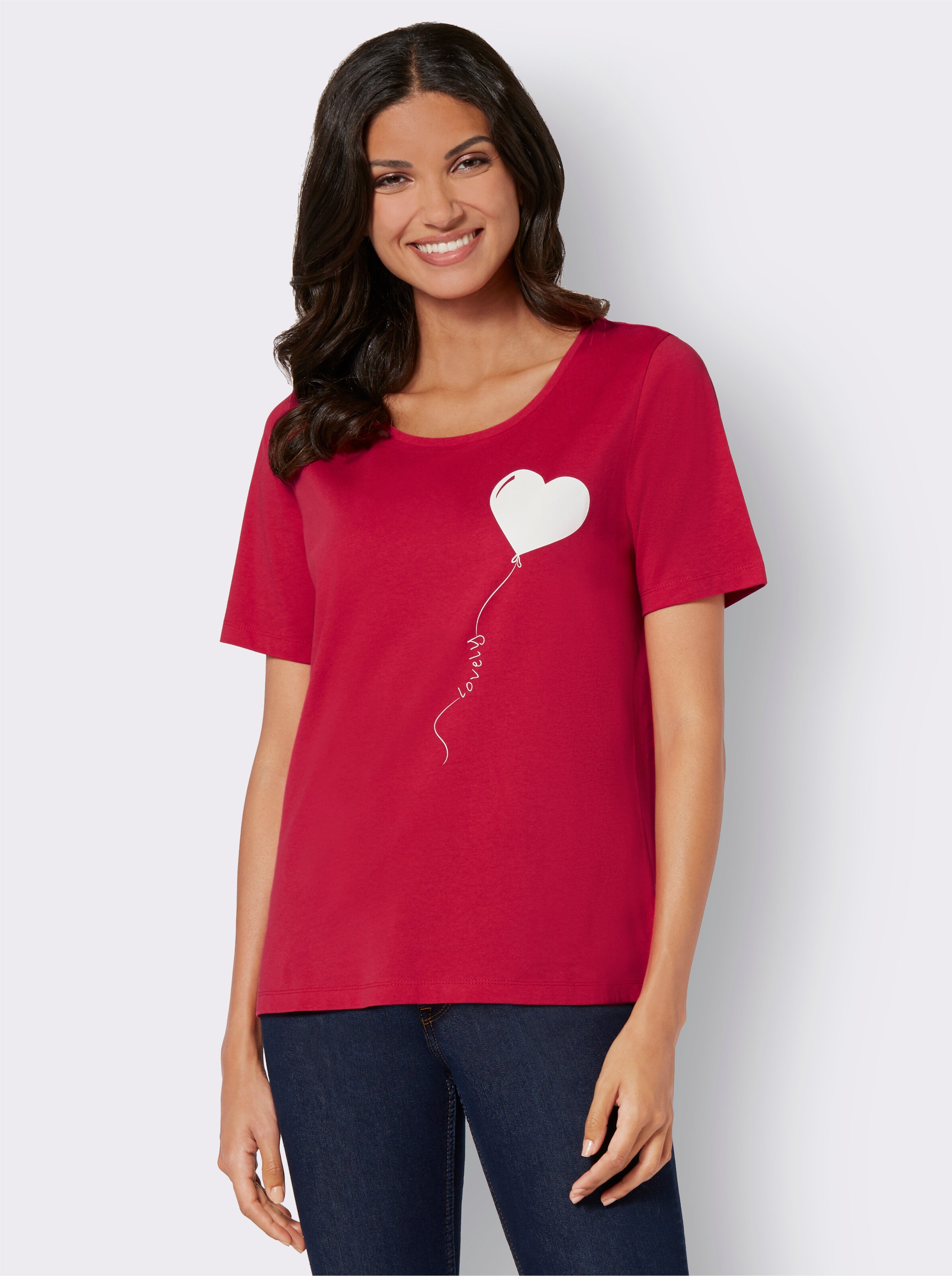 T-Shirt mit platziertem Herzmotiv