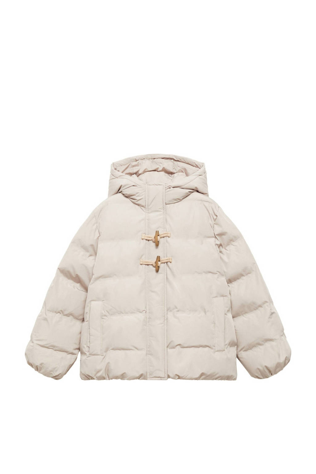 Mango Kids gewatteerde winterjas pastelgrijs