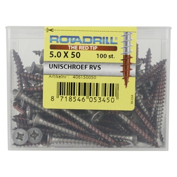 Rotadrill schroef platkop RVS 5x50 mm 100 stuks