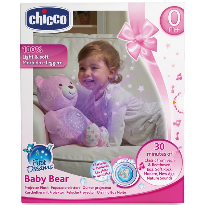 Chicco - Nachtlicht für Babys mit Musik - Bär - rosa