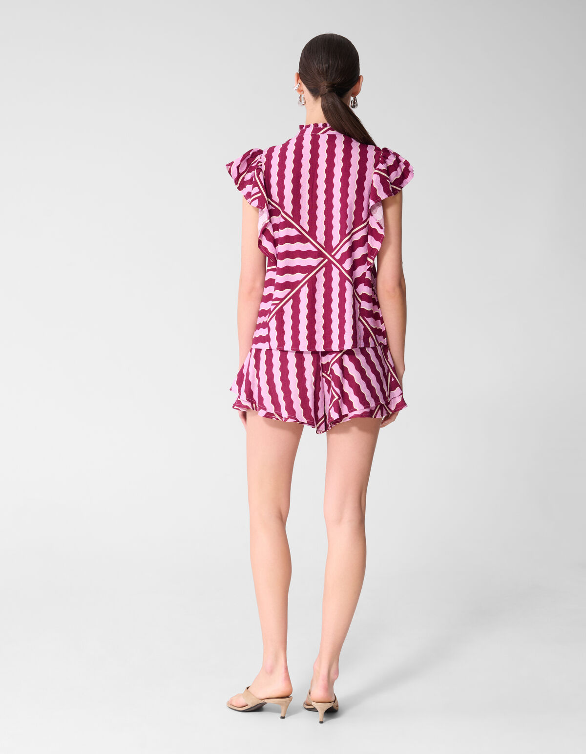 Wavy Printed Top Roze/Paars