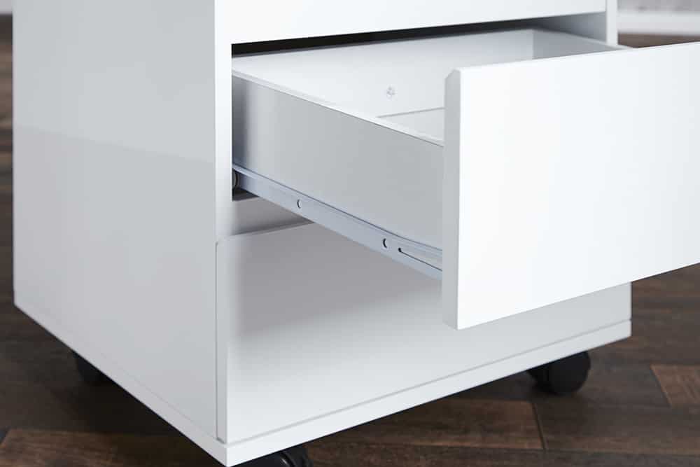Moderner Rollcontainer BIG DEAL 45cm weiß Hochglanz 3 Schubladen