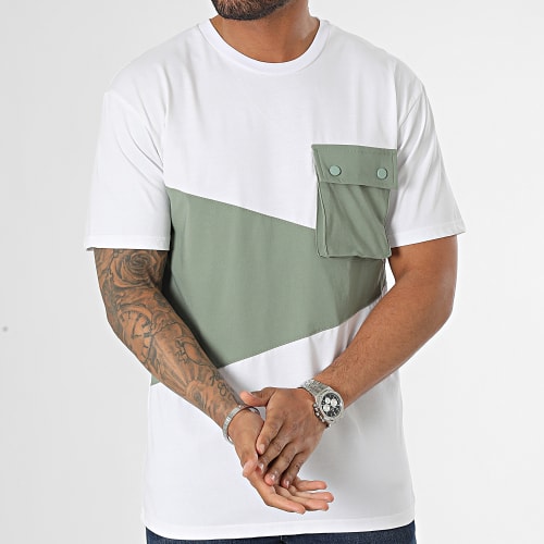 Tee Shirt Poche Blanc Vert